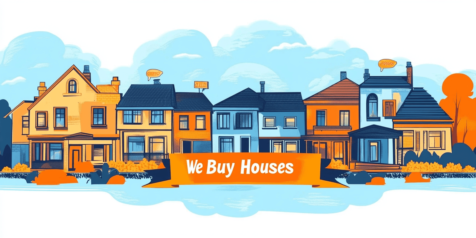 We Buy Houses sign outside a Long Island home where the owner is weighing a cash offer