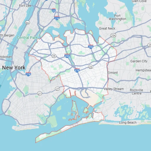 Map of Fair Offer NY's Queens, NY service area